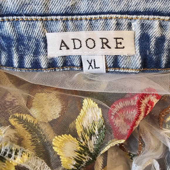 Adore Floral Embroidered Sheer Denim Vest - Picture 11 of 16